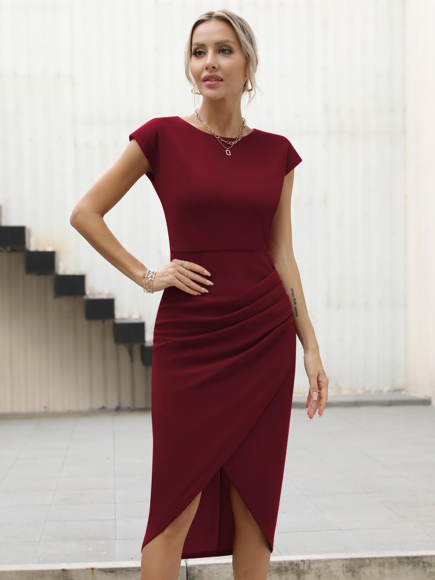 Missufe Vestido de cóctel para mujer, vestido de fiesta, vestido midi elegante, bodycon