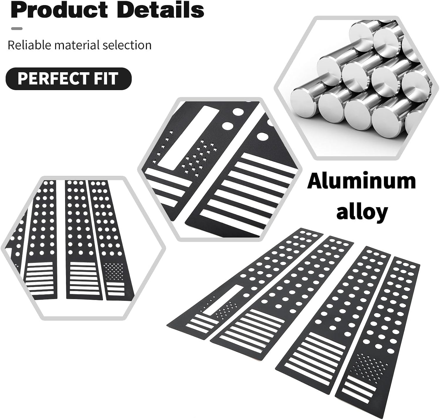 Pillar Post Trim Pillar Posts Door Window Trim Compatible with Ford Bronco Sport Accessories Exterior 2021 2022 2023 2024(Aluminum Alloy,4pcs/Set,USA Flag Pattern)