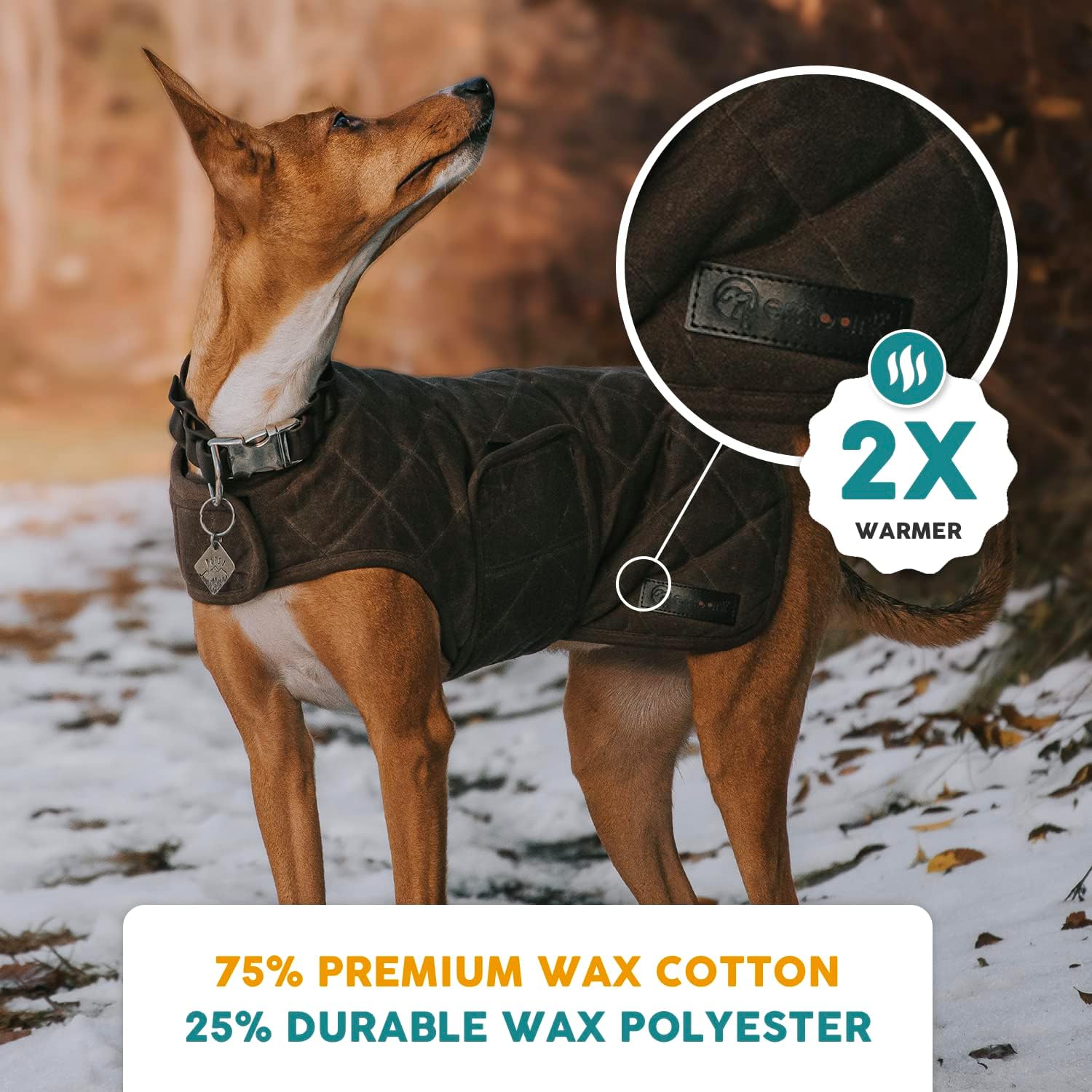 Embark Pets Wax Dog Jacket - Dog Coat to Keep Cozy on Cold Winter Days, Made from Cotton & Polyester, Water Resistant Dog Jackets for Large Dogs, Our Dog Winter Coat Comes in 4 Sizes (Small, Brown)