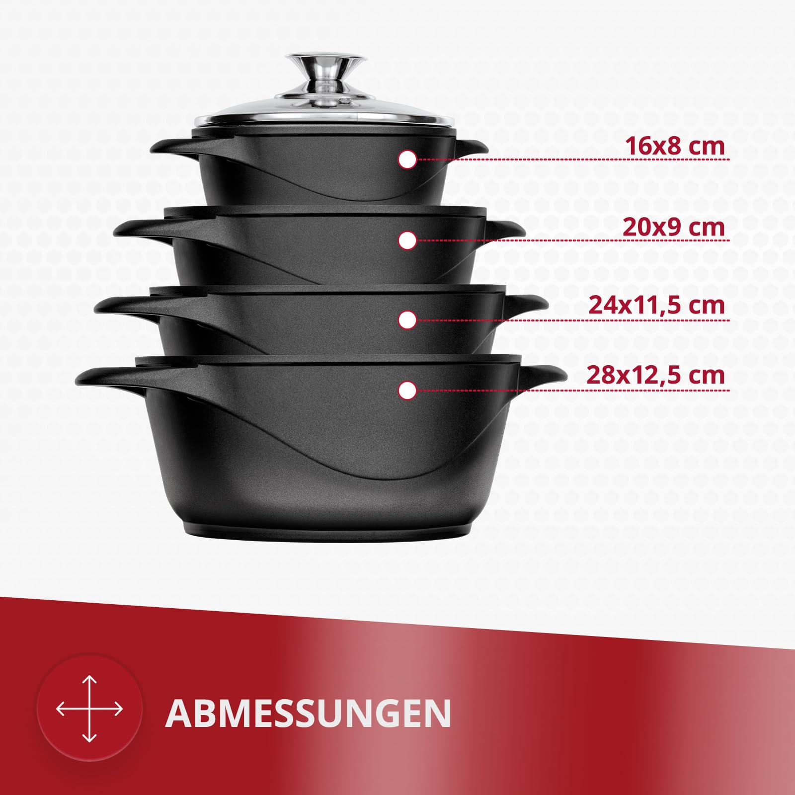 Set Pentole Induzione 6 Pezzi ILAG - Casseruole In Alluminio Con Rivestimento Granitec Senza PFOA