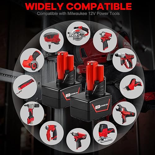 Miniatura 4 de energup Milwaukee m12 Batería de repuesto de 12V 9.0Ah 48-11-2460 48-11-2440 48-11-2411 48-11-2410 para baterías de litio 9.0Ah 48-11-2450 m12