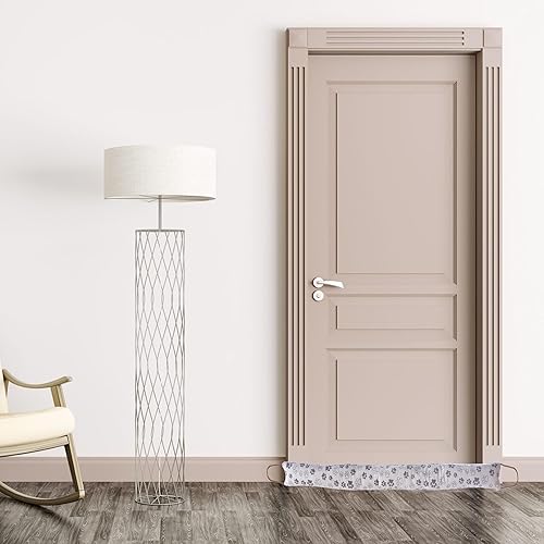 Miniatura 5 de Roe & Moe Tope de tiro con estampado de patas para puerta, parte inferior de la puerta, bloqueador de aire frío/caliente, reductor de ruido,