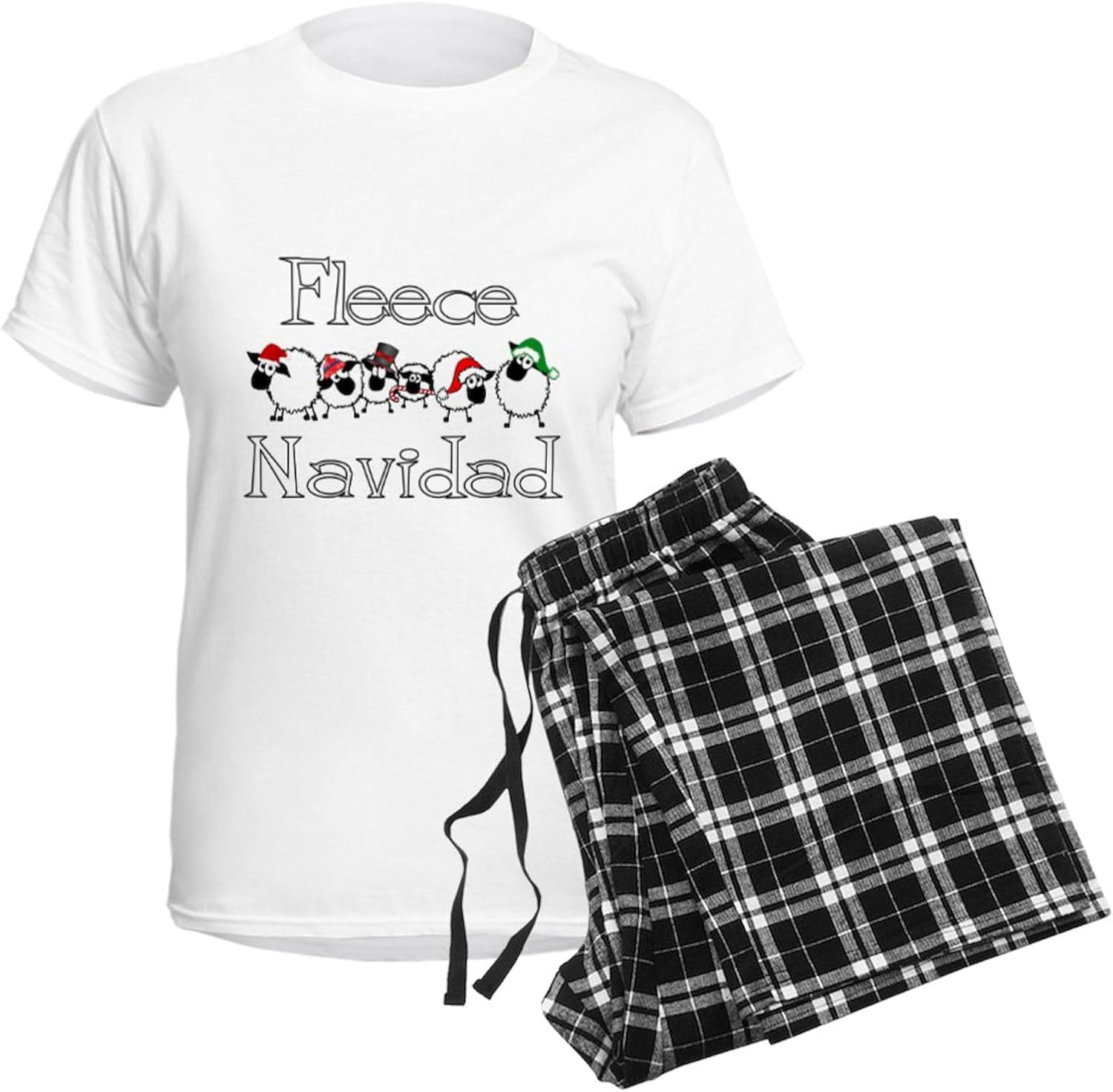 CafePress Fleece Navidad Women's Light Pajamas Women's Novelty Cotton Pajama Set, Comfortable PJ Sleepwear