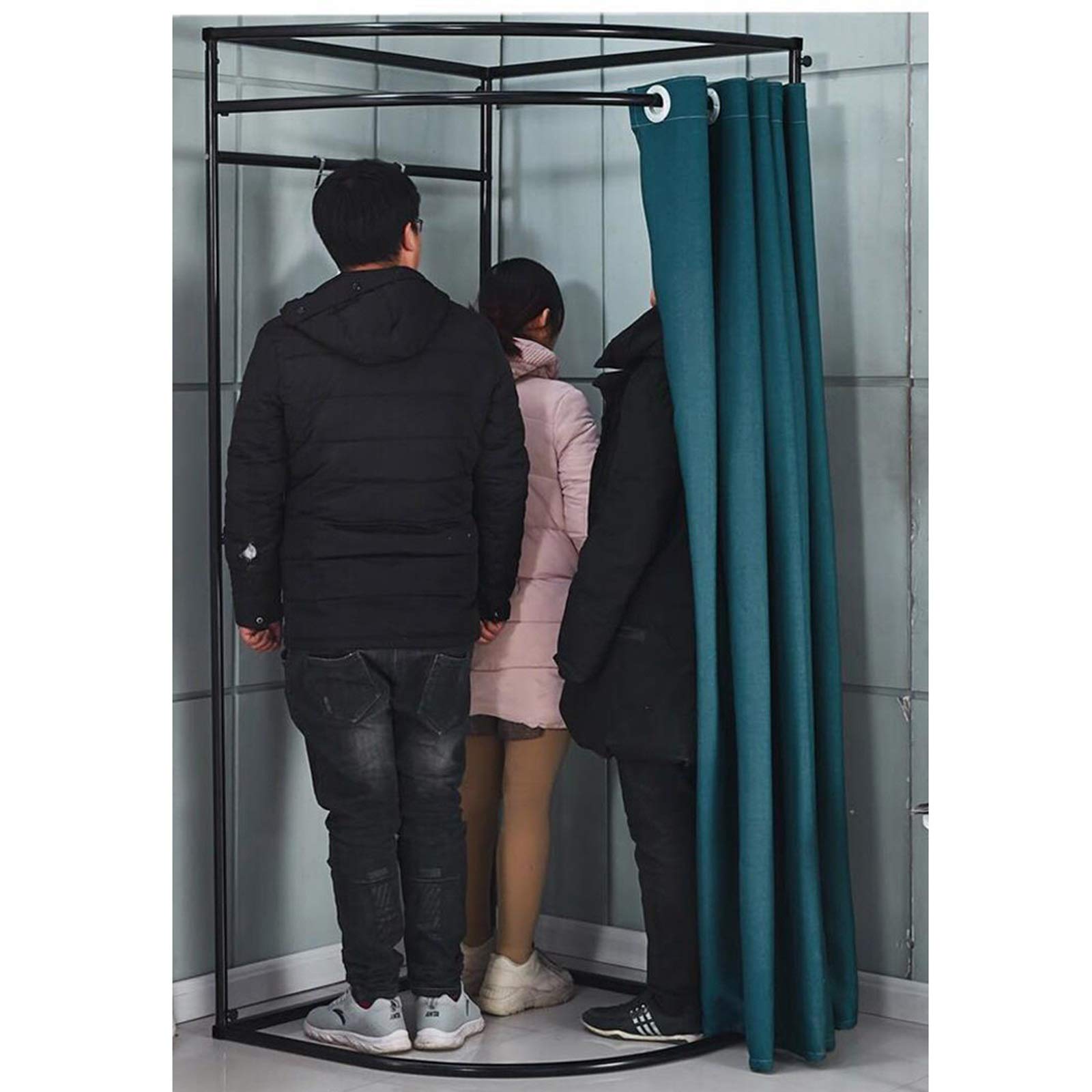 Tubo angolare semicircolare per camera da letto portatile con diametro di 25 mm, capacità di cuscinetto forte, gancio integrato adatto per negozi di abbigliamento, centri commerciali, uffici, dormitori
