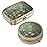 Pill Case Pill Box with Mirror Retro Small Pill Case for Purse or Pocket Bronze Pill Box or Vitamins, Fish Oil, Supplements, Pill Containe Travel Gifts2PCS