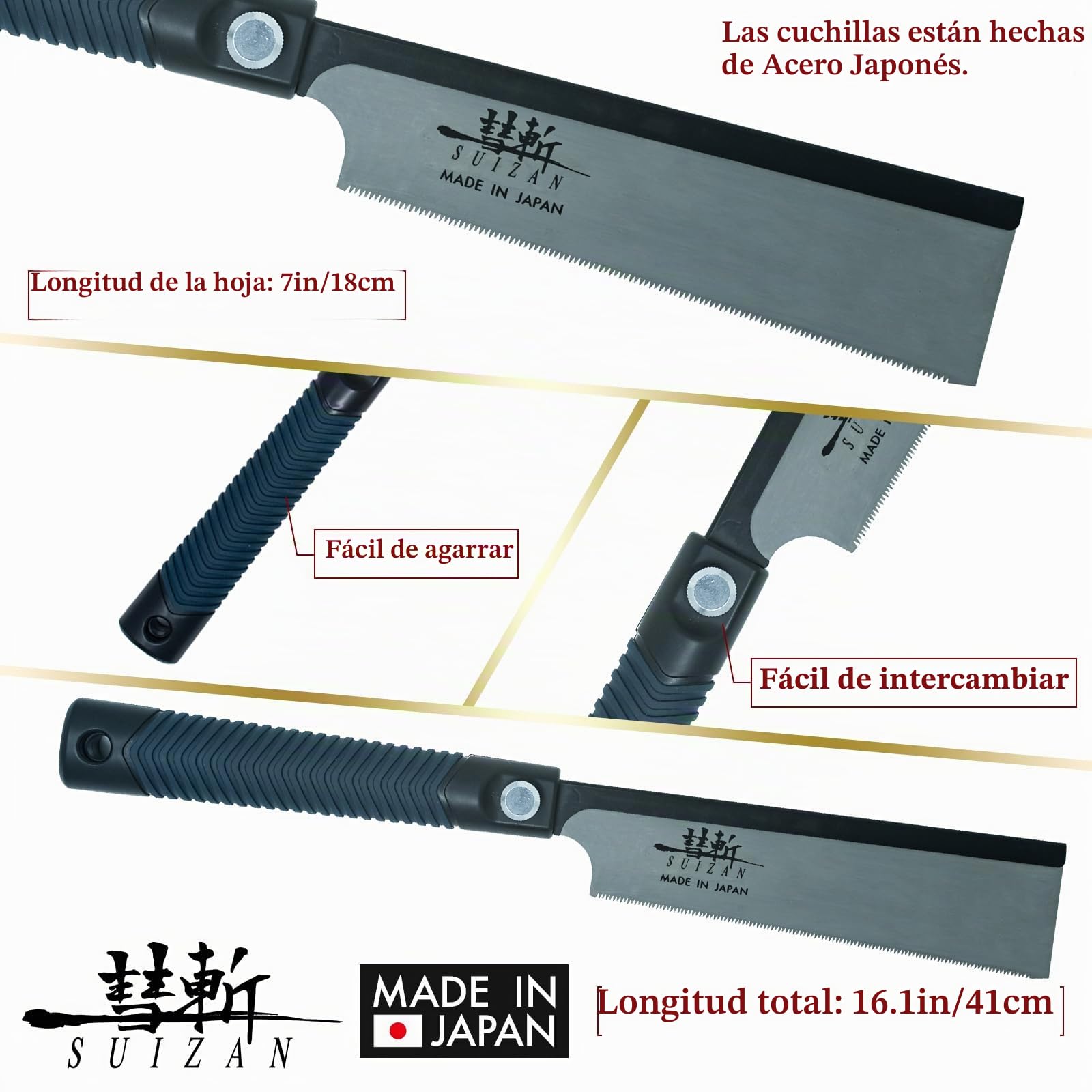 SUIZAN Japanese Dozuki Dovetail Hand Saw 7 Inch, Japanese Dovetail Hand Saw for Cross-cut, Rip-cut, Slant Cutting