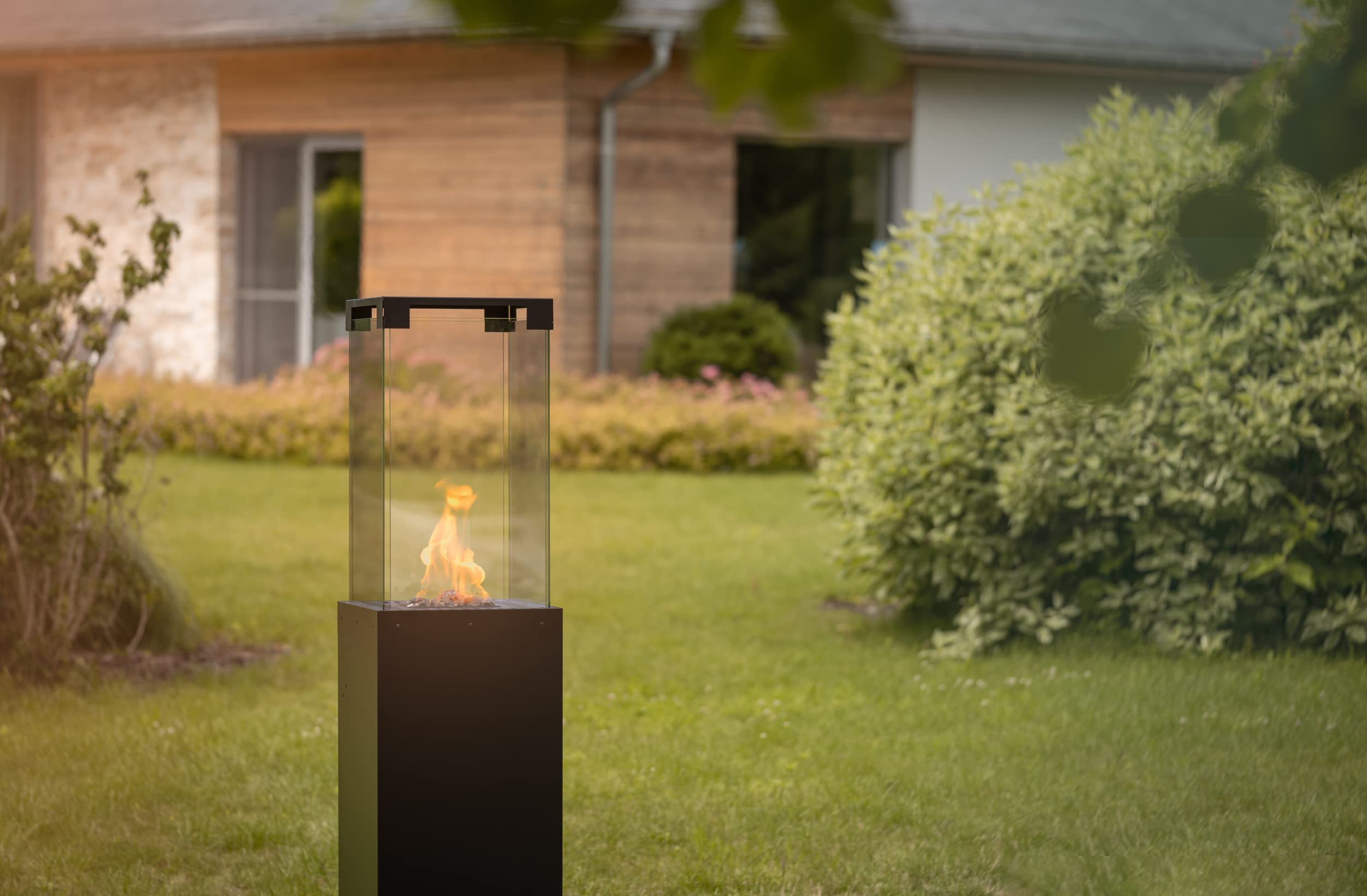 Planika - Faro - Gartenkamin Aussenkamin Terrasse Balkon Kamin Feuerstelle Outdoor Terrassenkamin Gaskamin Kamin Outdoor - bis zu 8 kW - Angetrieben Durch LPG - Eingebaute Rollen - Brenndauer 55 Std