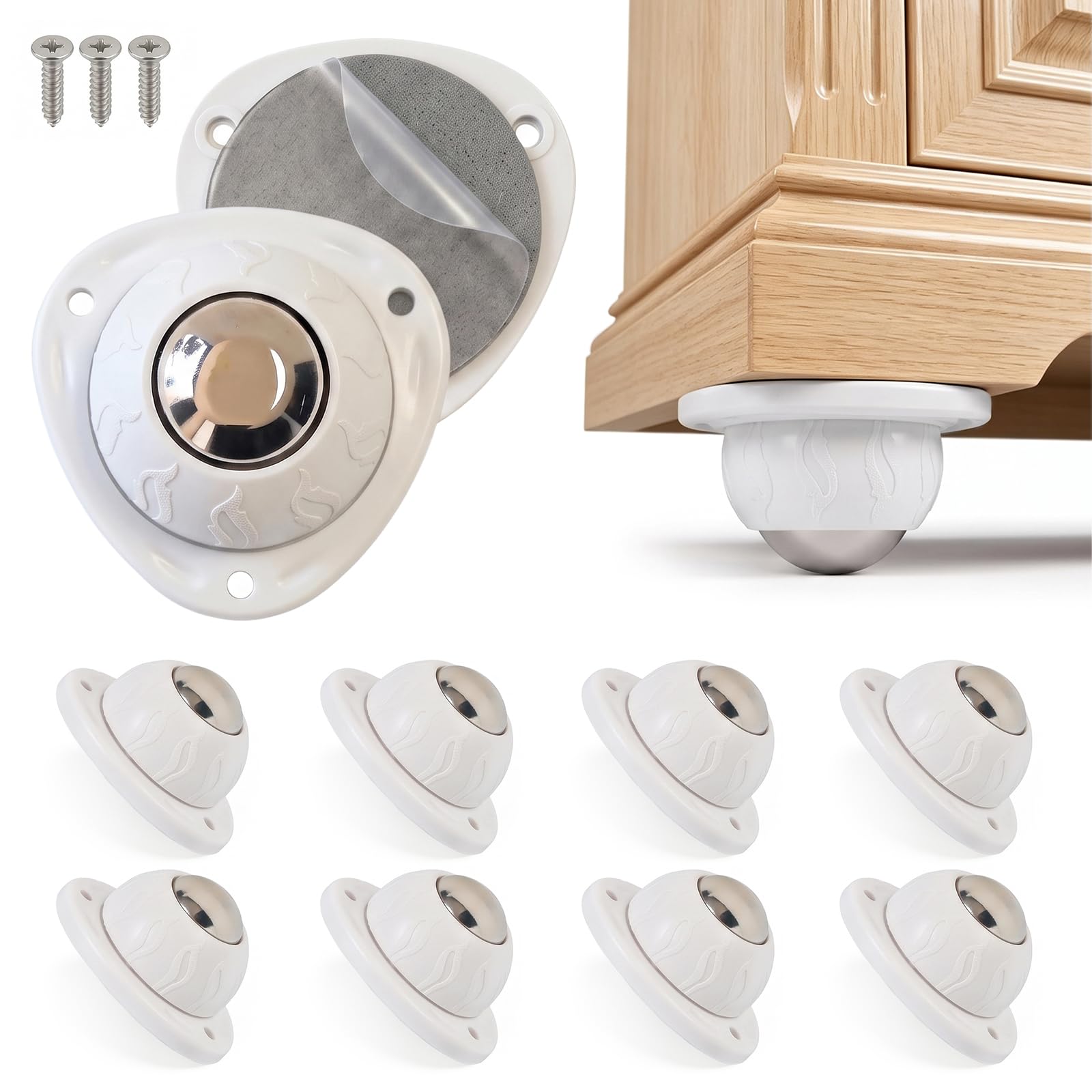 Heavy Duty Furniture Casters - Stick-On Wheels -8