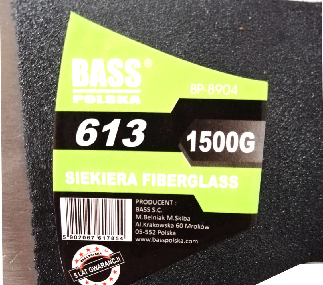 BASS POLSKA Ciesielska Ascia Ascia Fibra di vetro Impugnatura impermeabile Ergonomica Giardino Forestale Lavori edili Lavori agricoli Produzione robusta 1500 g
