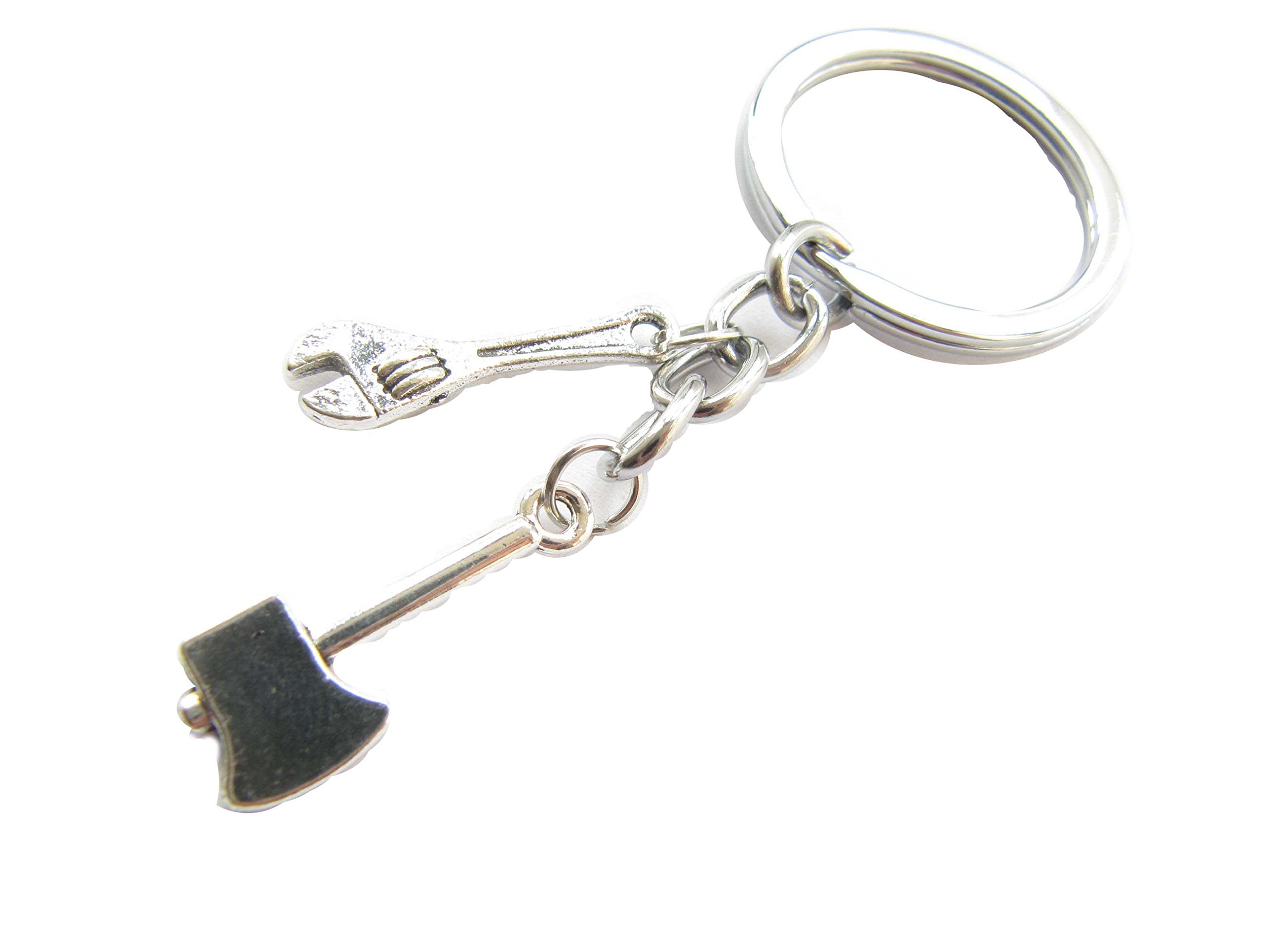 Honggui Women's Ancient Bronze Ancient Silver Axe, Tiny Axe Wrench Keychain,Wrench Keyring, Hatchet Weapon (1)
