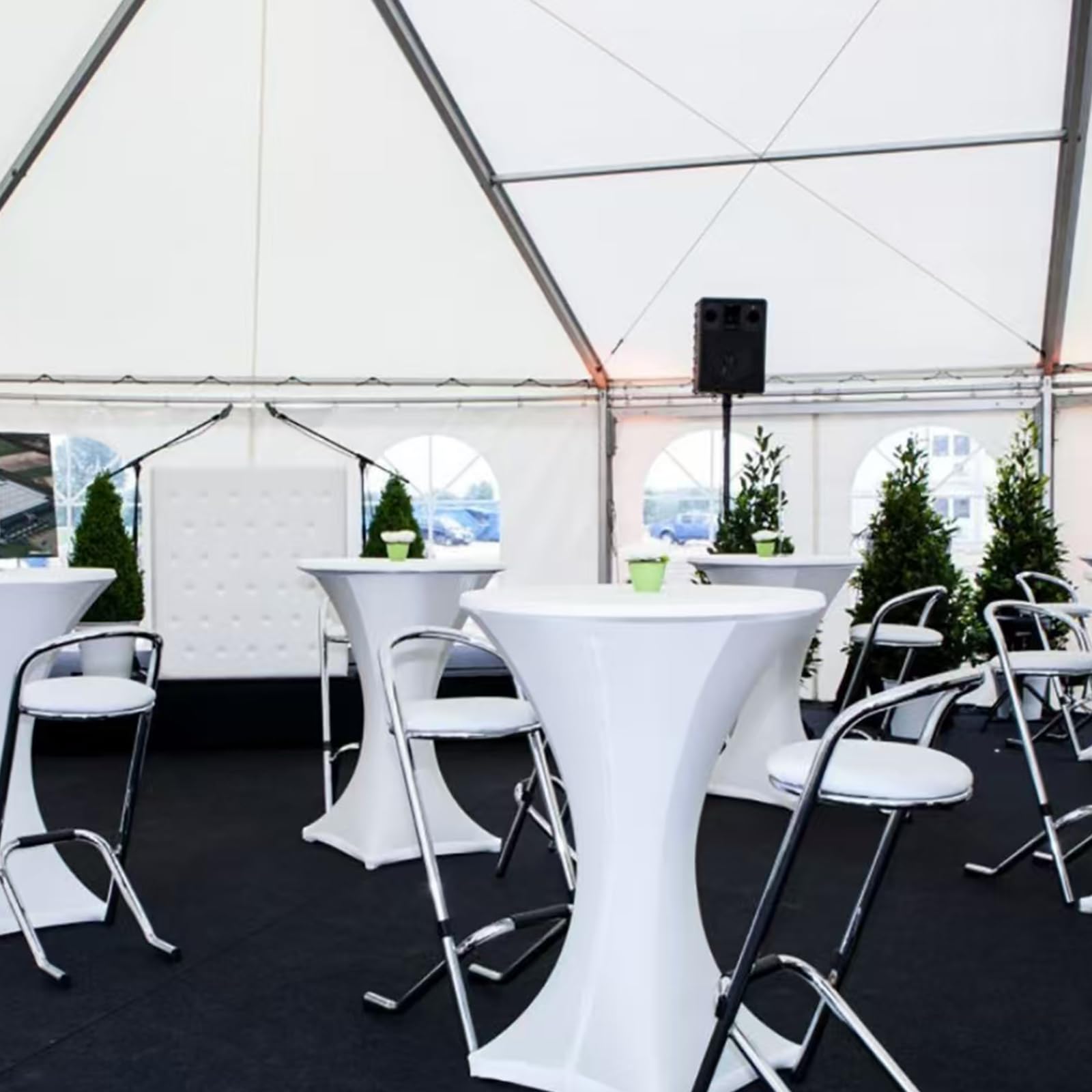 Pesonlook Paquete de 8 manteles elásticos de elastano con esquinas cuadradas de 70 x 110 cm, color blanco, para mesa alta, mantel redondo para cóctel, bar, boda, cóctel, fiesta, banquete (blanco)