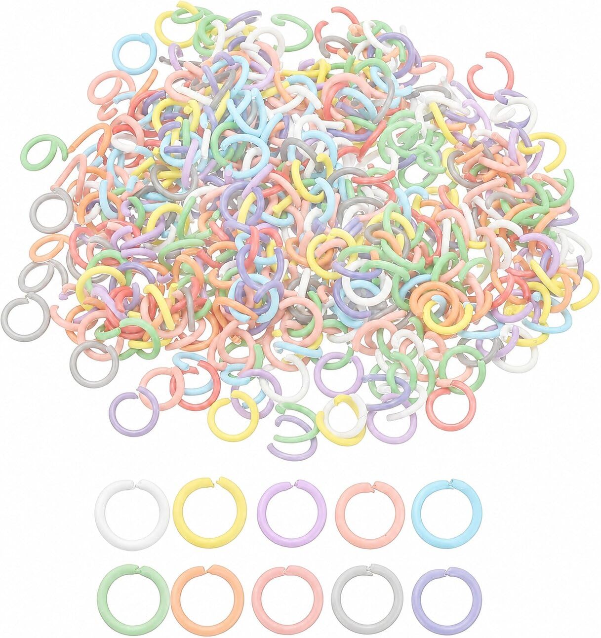 Pack of 100 Colored Open Jump Rings 10mm Colorful Round Jump Rings Split Rings Spacer Connectors for Jewelry Making Findings DIY Bracelet-image-29