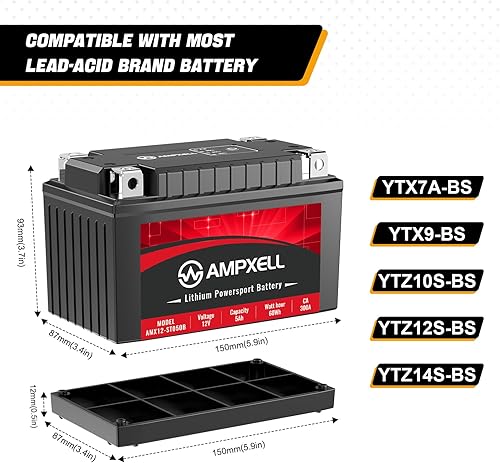 Miniatura 5 de YTX4L-BSYTX5L-BS - Batería de litio para motocicleta de 12 V, 150 A, 2.5 Ah, repuesto YTZ5S Powersport batería, motocicleta, ATV, UTV, scooter, 4