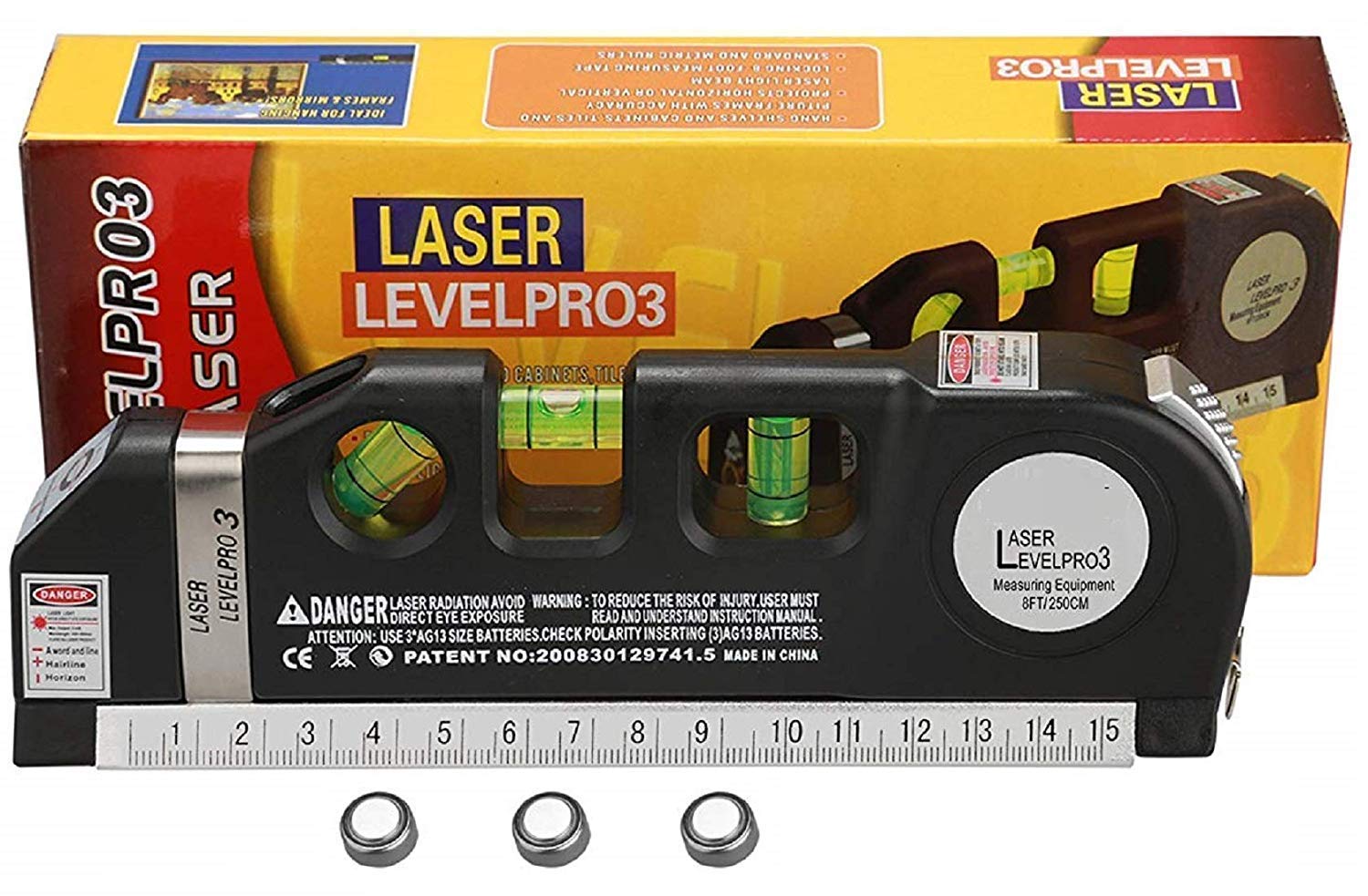 Universal BUYERL 03 Level Laser Plastic Horizon Vertical Measure Tape Aligner Bubbles Ruler Multifunction Leveler Tool (Black)01