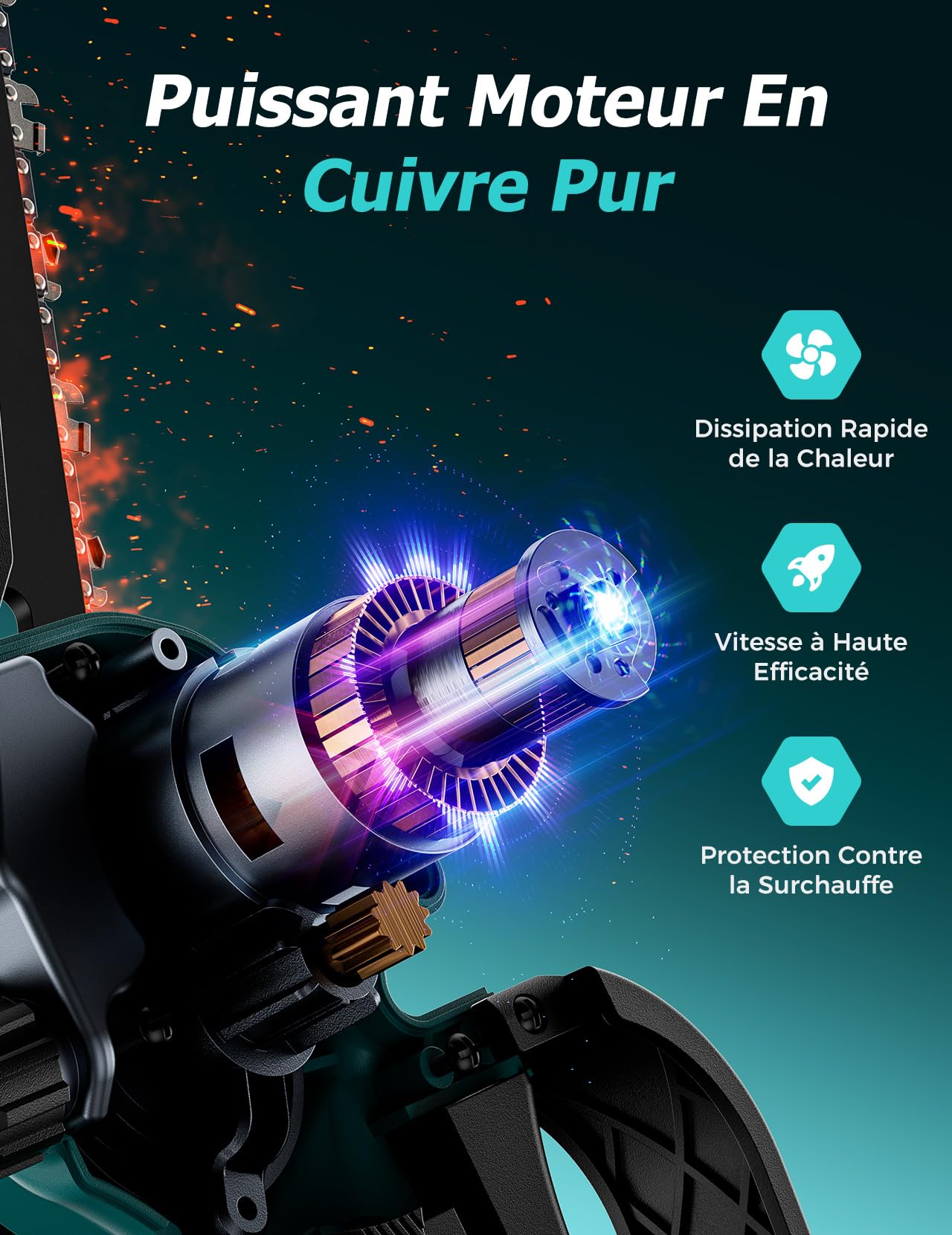 Mini Tronçonneuse à Batterie 6 Pouces, Tronçonneuse Électrique 21V avec 2x4000 mAh Batteries, 2 Chaînes, Valise, Lubrification par Pression, pour Débutant, Élagage, Jardin Bois