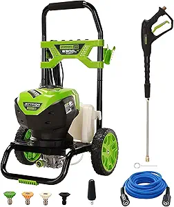Greenworks 2300 PSI TruBrushless (2.3 GPM) Electric Pressure Washer, 25’ Hose, Quick Connect Wand, 15, 24, 40 Degree Soap and Turbo Nozzle