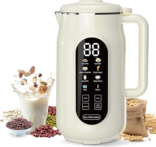 Máquina para hacer leche de nuez 10 en 1, máquina de leche de almendra con pantalla IMD de 42 onzas, máquina de leche de soja con autolimpieza,