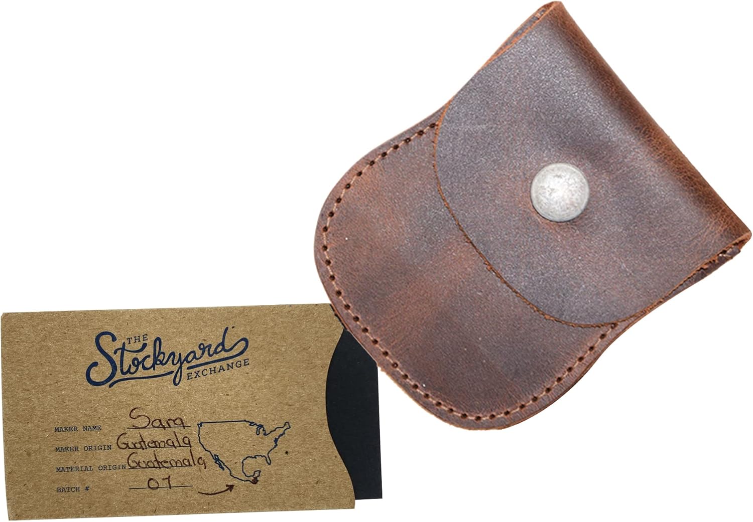 Hide & Drink, Curvy Coin Pouch, Pocket Case for Pennies, Rustic Bag, Travel Accessory, Full Grain Leather, Handmade, Bourbon Brown - Image 7