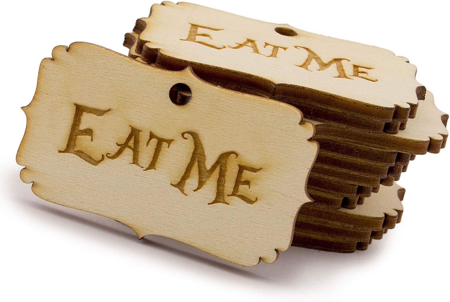 Summer-Ray 50pcs Alice in The Wonderland Wooden Party Favor Tags (Eat Me)