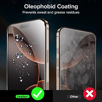 ivoler Magnetic Case for iPhone 16 Pro 6.3 Matte Black and 2-Pack Tempered Glass Screen Protector with [Alignment Frame] Anti-Scratch,Transparent HD