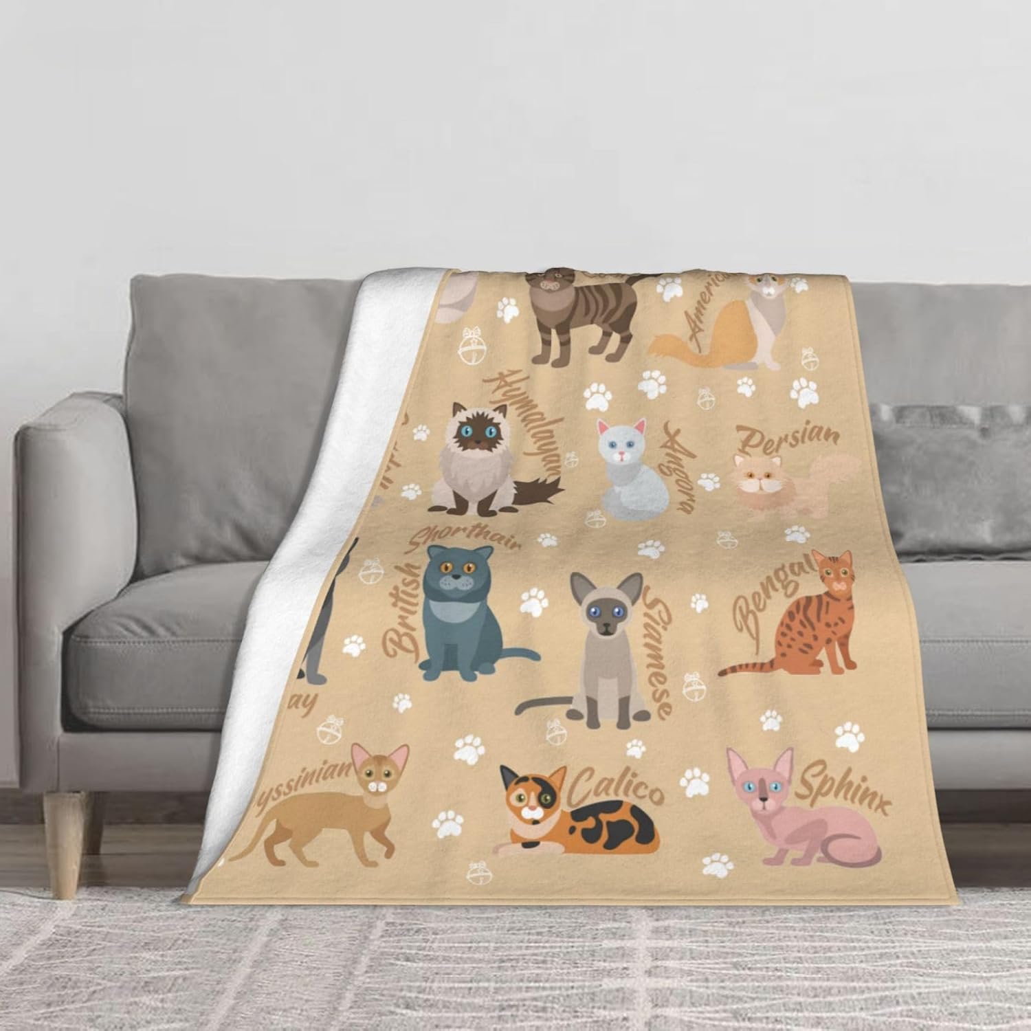 Cats Blanket for Cat Lovers Soft Flannel Blankets Cozy