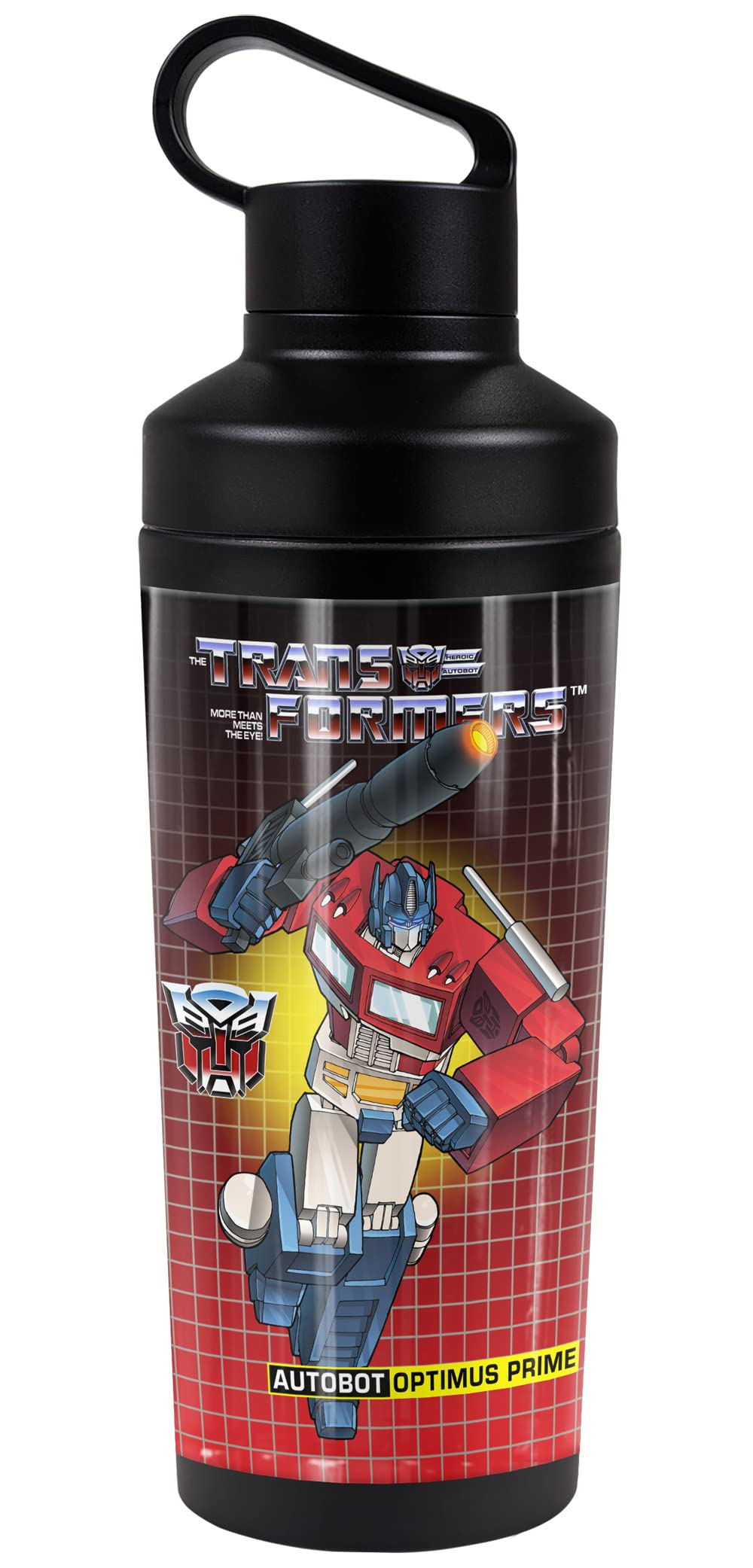 Transformers OFFICIAL Optimus Prime 18 oz Insulated Water Bottle, Leak Resistant, Vacuum Insulated Stainless Steel with 2-in-1 Loop Cap