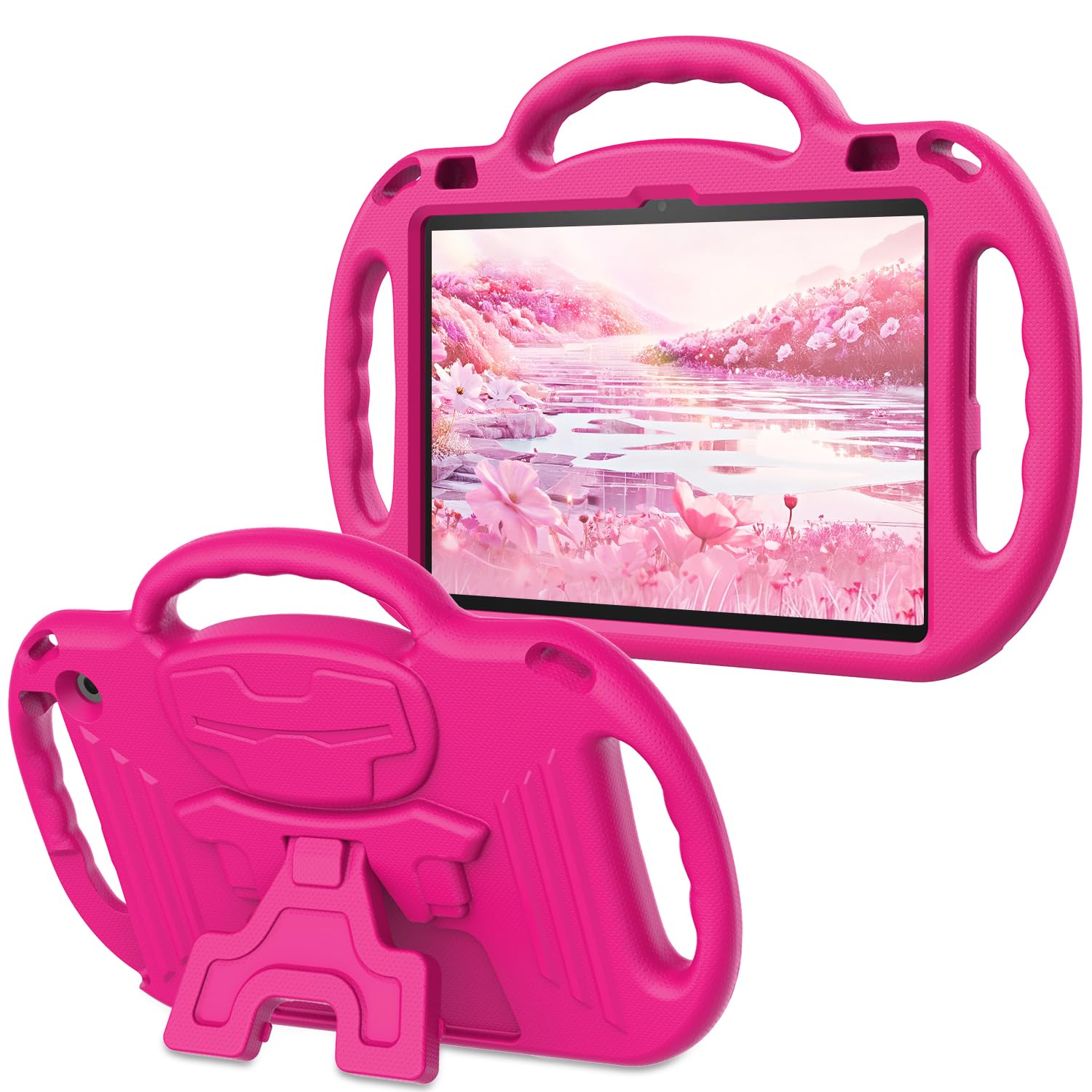 AVAWO Kids Case for 10-inch Tablet with Shoulder Strap, Lightweight Shockproof Handle Cover for 10" Tablet(Not for Other Tablet), Hot Pink
