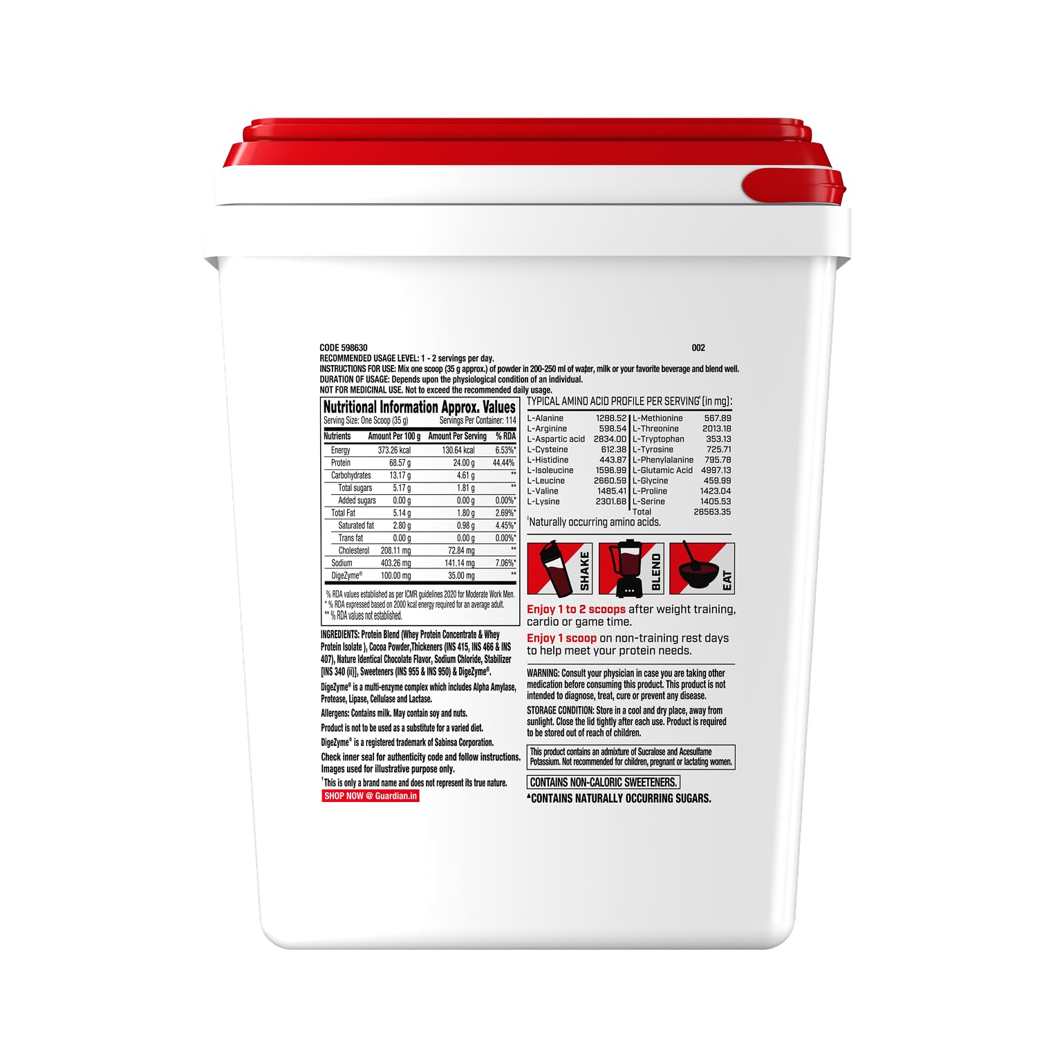 GNC Pro Performance 100% Whey Protein | New Formulation | 24g Protein, 5.7g BCAAs, 12.3g EAAs | Added DigeZyme® | Whey Isolate & Concentrate Blend, Low Carb (4.51g), No Added Sugar | Chocolate Fudge, 4kg — Amazon image 9