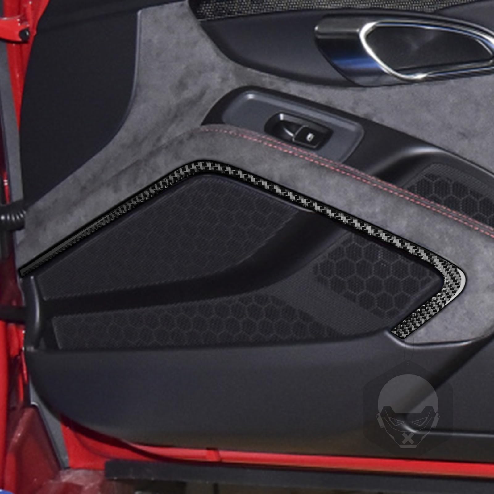 Real Carbon Fiber Car Styling Door Trims Decoration Button Frame Trim Sticker Compatible with Porsche 718 982 2016 2017 2018 2019 2020 2021 2022 Auto Interior Accessories