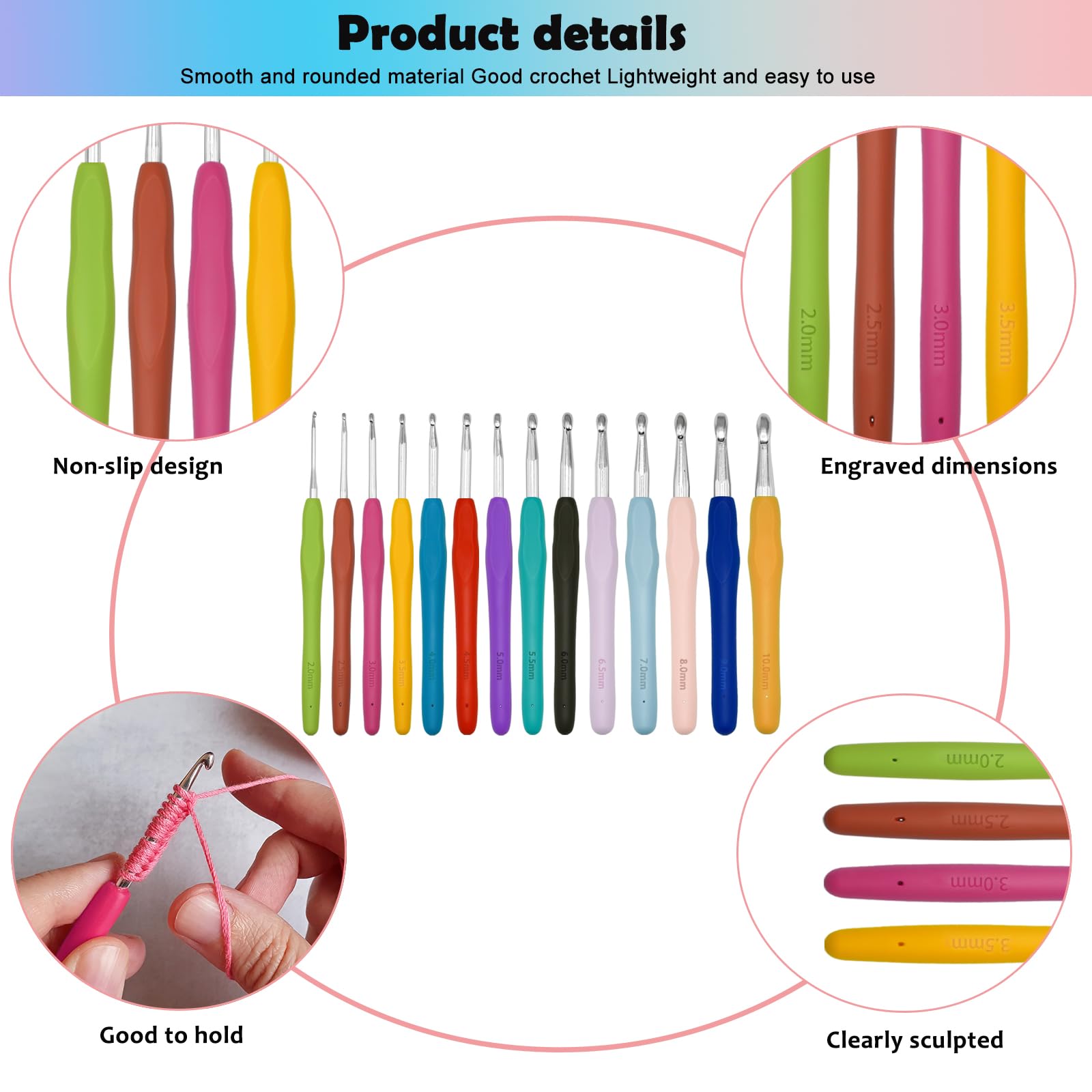 VMUTGA Aiguilles à Crochet Set, 14 Pièces Ensemble De Crochet à