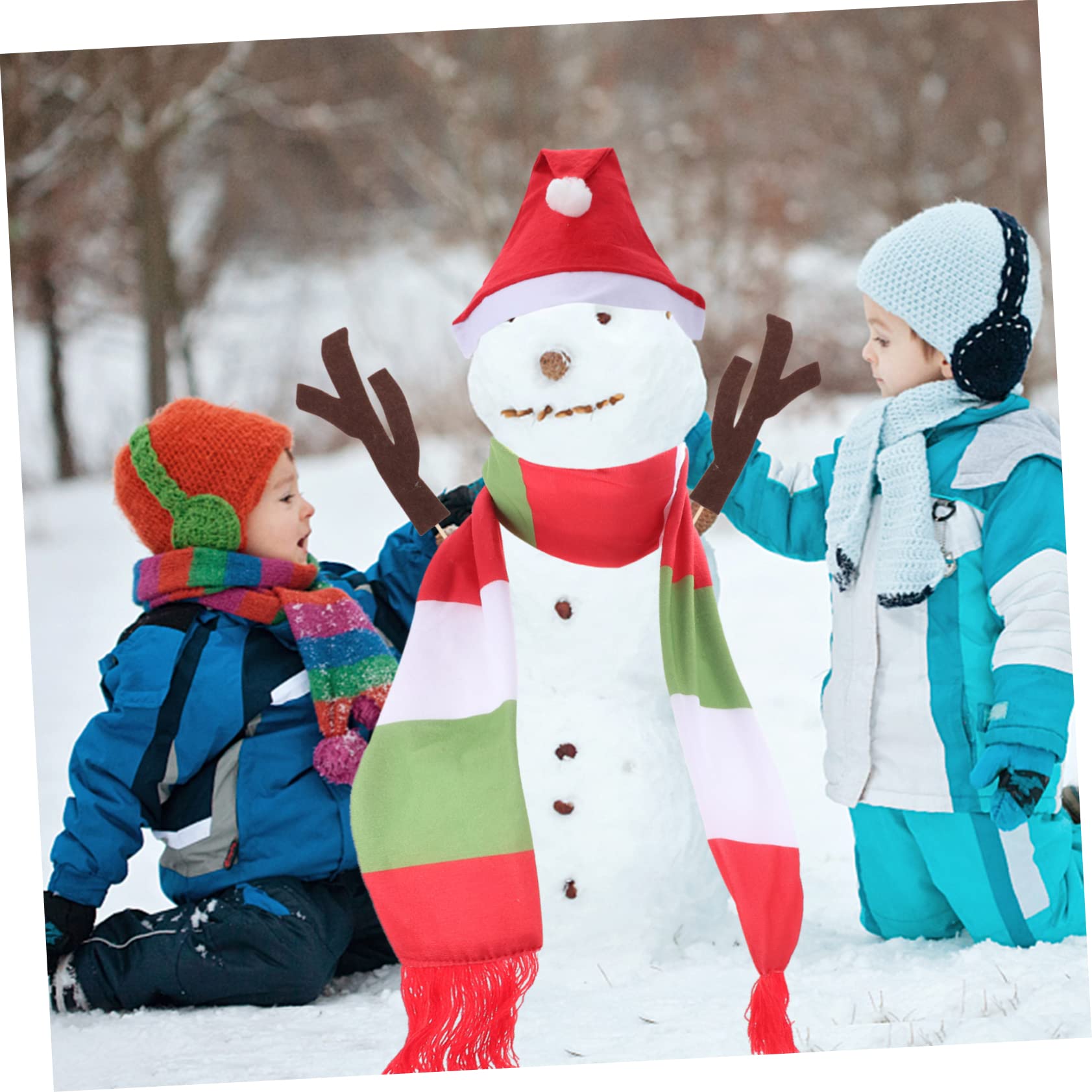 Schneemann Verkleidungsset und Stoff mit Mütze und Schal Praktisches Selbstgemacht Weihnachtsdeko für Kinder 16 Stück für Kreative Winterdekoration