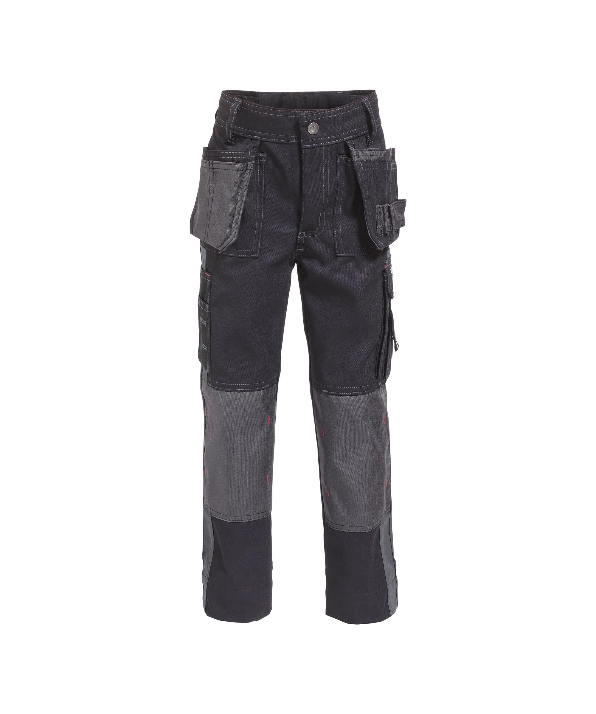 Dassy 200428-6741-110 Seattle Pantalones de trabajo de dos tonos con bolsillos múltiples y bolsillo en la rodilla, 245 G/M2, negro/gris cemento, tamaño 110 mm