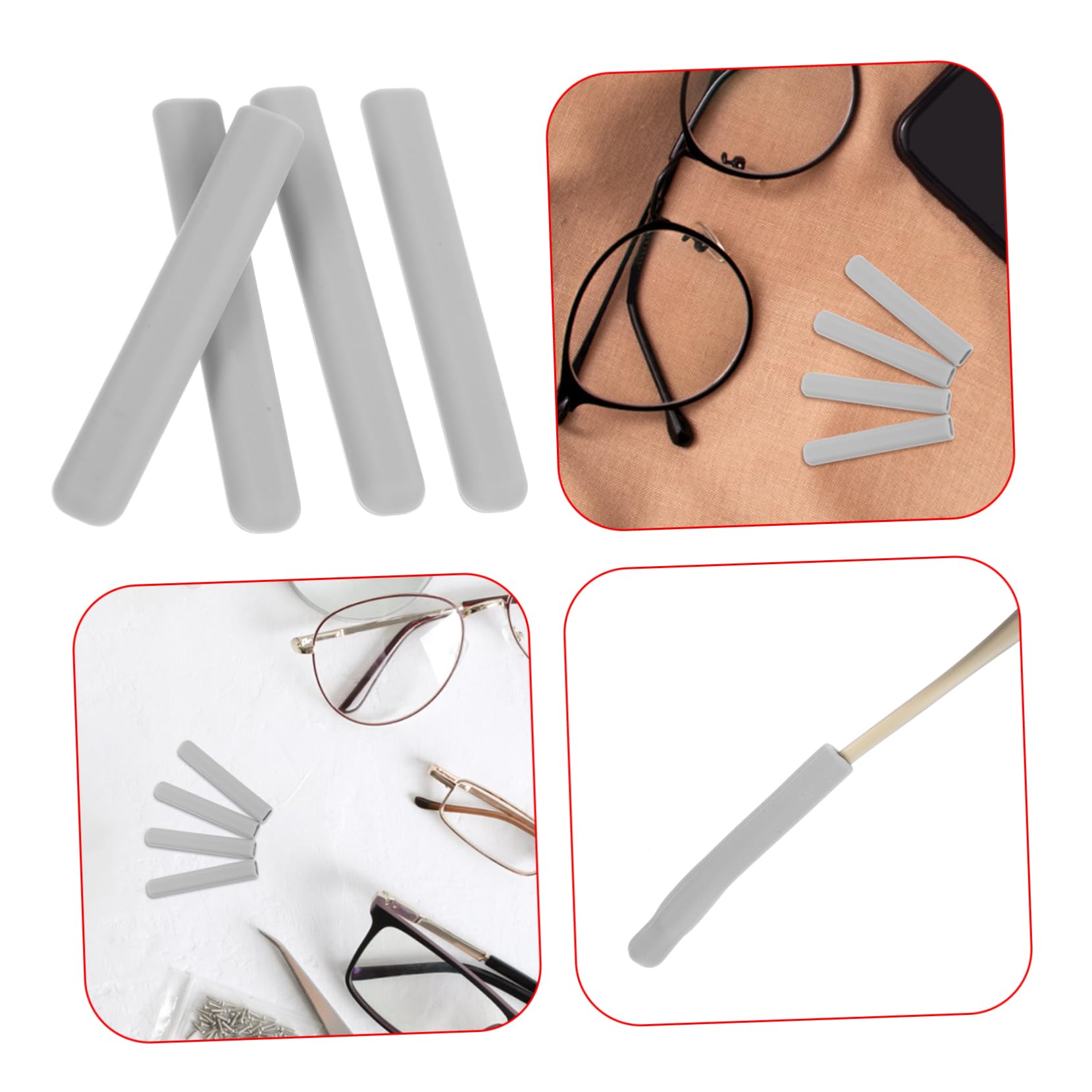 STOBAZA 2 Pairs Anti-Slip for Glasses Anti-Skid Glasses Hook Anti-Skid Glasses Retainer Eyeglass Ear Cushions Portable Glasses Retainer Eyeglass Accessories Grey