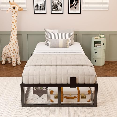 Miniatura 2 de Base de cama de 12 pulgadas para cama Twin XL con soporte de listones de acero, base de plataforma metálica de perfil bajo para cama King, base de