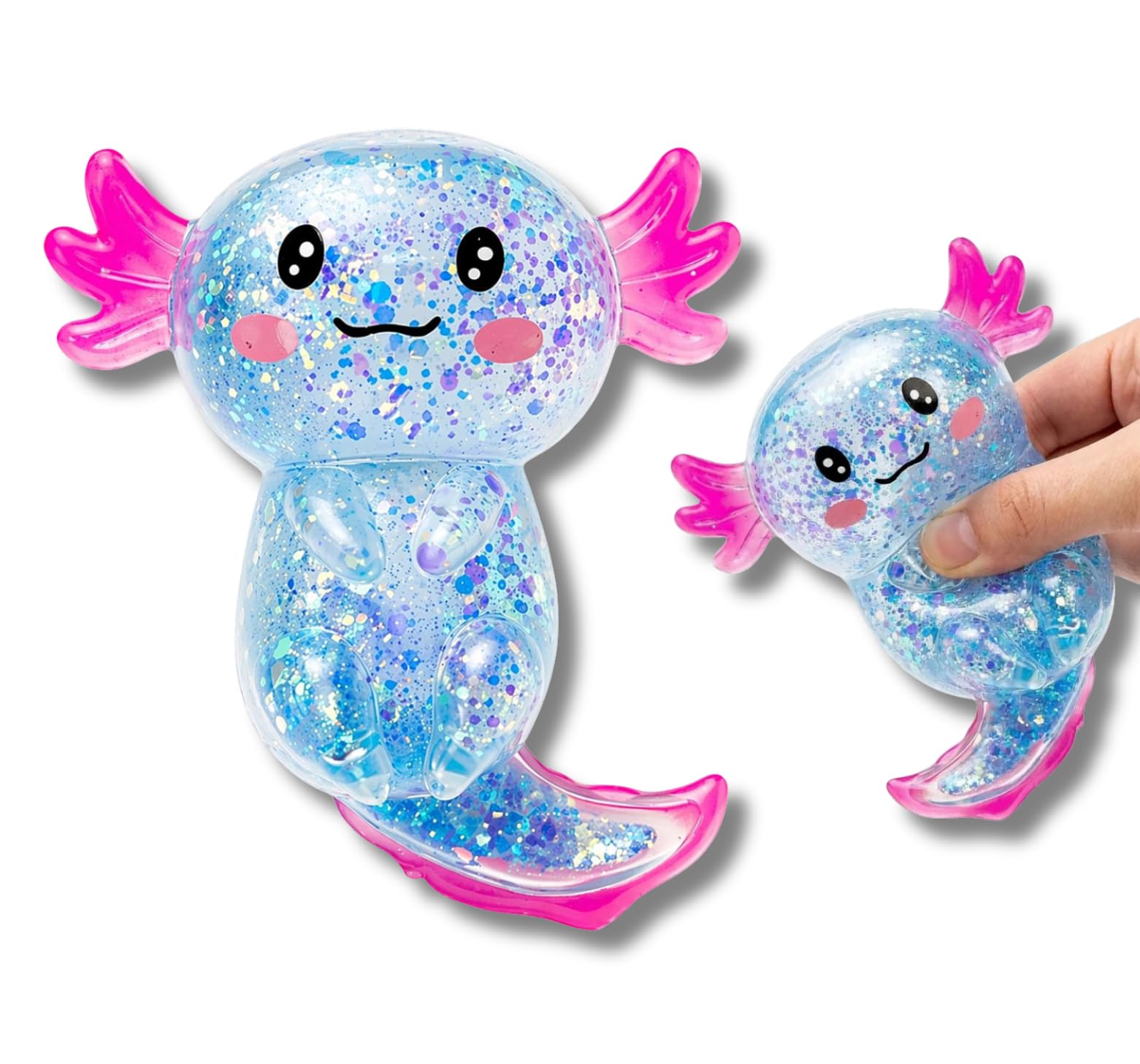Axolotl Squish‑textured Stress Relief Item, Cute Malt Sugar Sensory Hand‑held Object for Adults, Soft Handheld Stress Ball for Anxiety Relief, Focus & Party Supplies（Blue）
