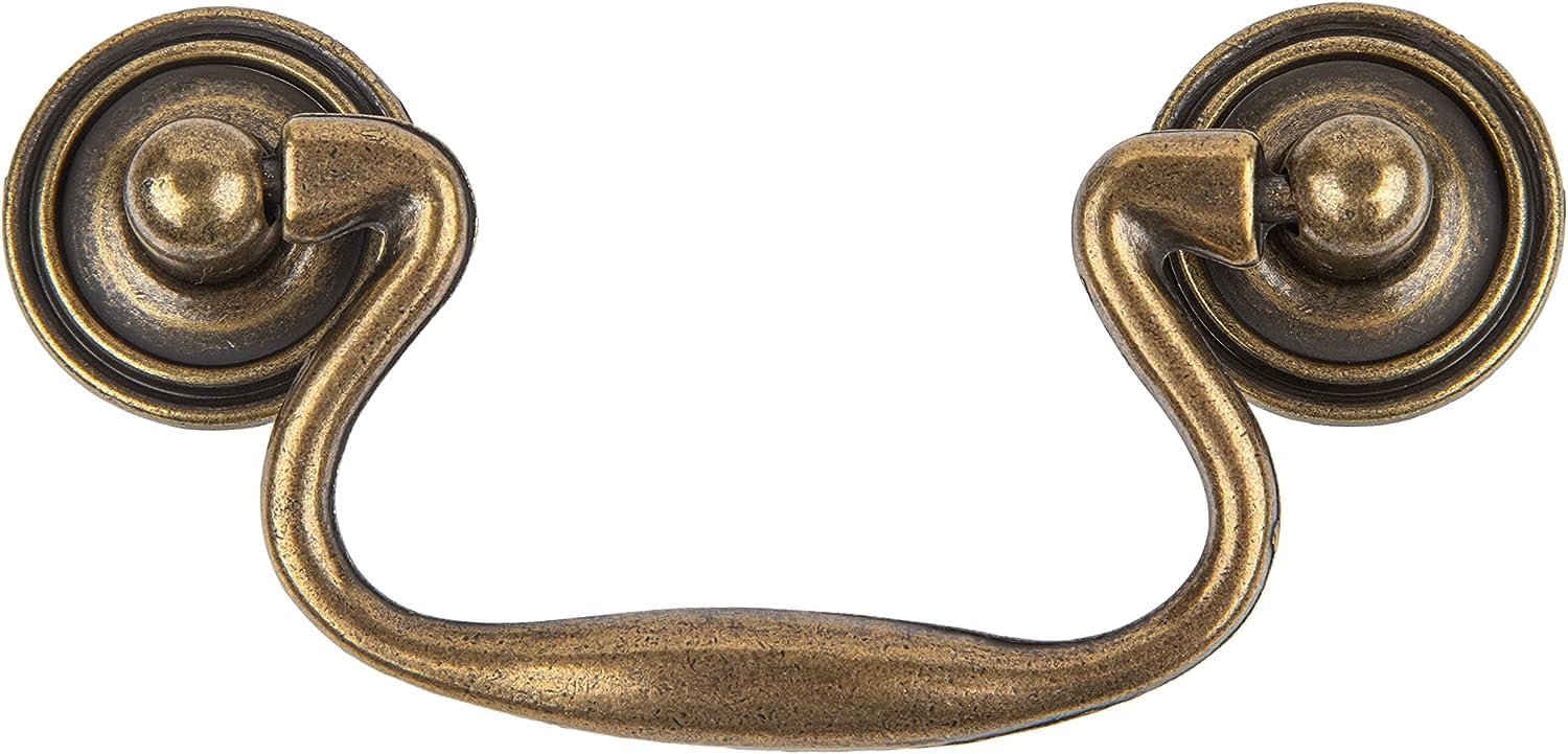 Classic Swan Neck Antique English Drawer Bail Pull | Pack of 10 | Centers: 3" | Handle for Antique Cabinet, Vintage Cupboard, Old Desk | Reproduction Furniture Hardware | BP13-DAE (10)
