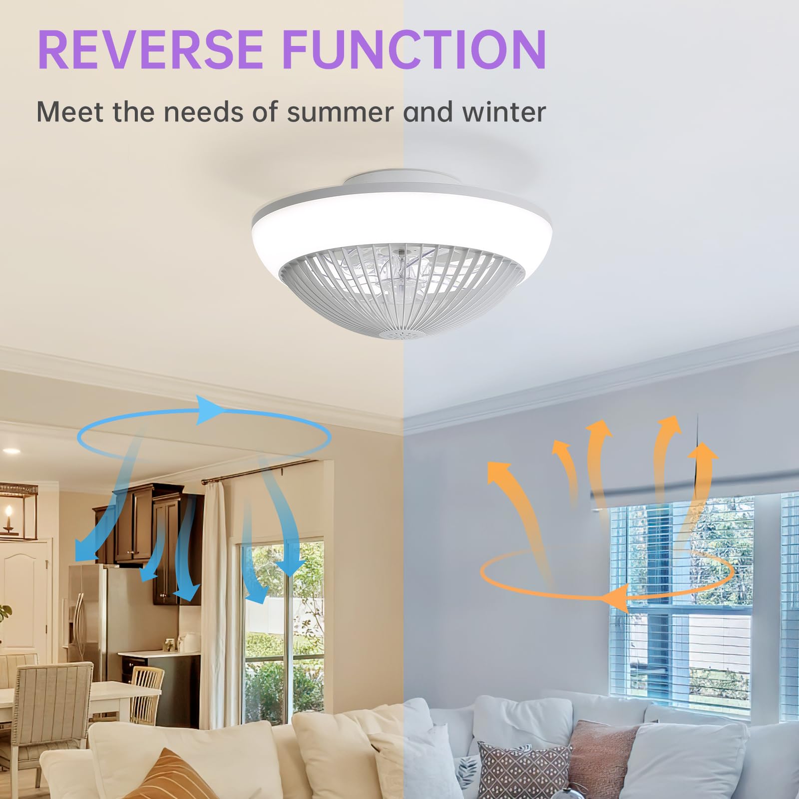 Ventilatore da soffitto con luce LED RGB e telecomando, 38 cm