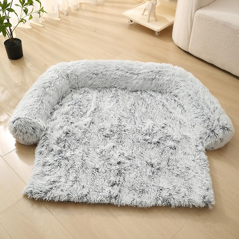 Pet Couch Bed, Washable Cat Beds for Large Medium Small Dogs & Cats, Fluffy Cat Couch, M, Grey