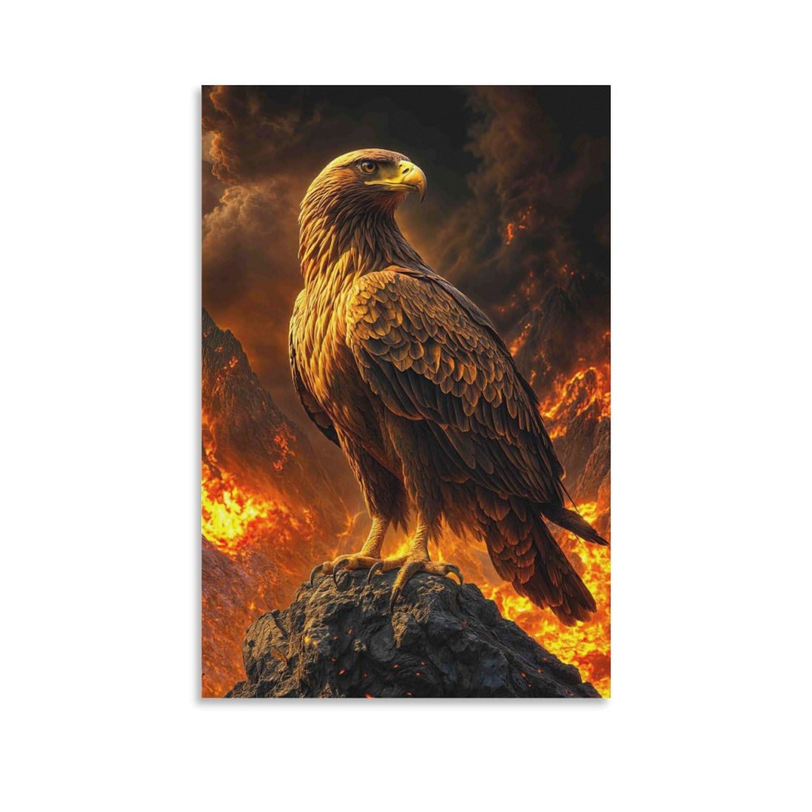DHBANEIOK Eagle Standing Rock Poster Artwork Giclee Canvas Prints Modern Wall Art Picture Wall Hanging for Office Gym Living Room Decor 12x18inch(30x45cm)