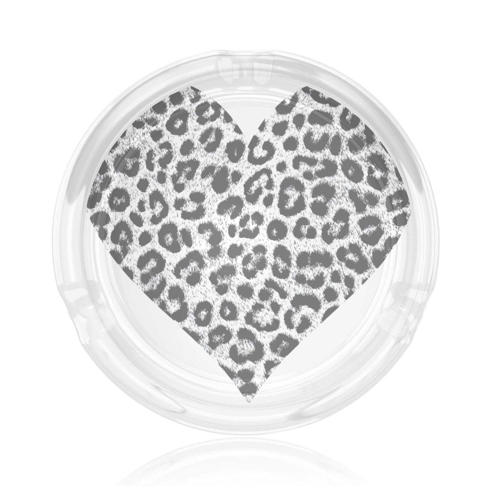 Black Leopard Print Heart Glass Ashtray For Cigarettes Ash Trays Case For Home Office Decor