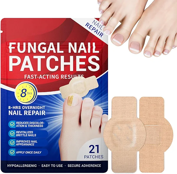 Toenail Fungus Treatment Extra Strength - 21 Pcs Fungal Nail Patches, 8-Hour Firm Adhesion, Nail Repair for Damaged Nails, Overnight Renewal for Men and Women