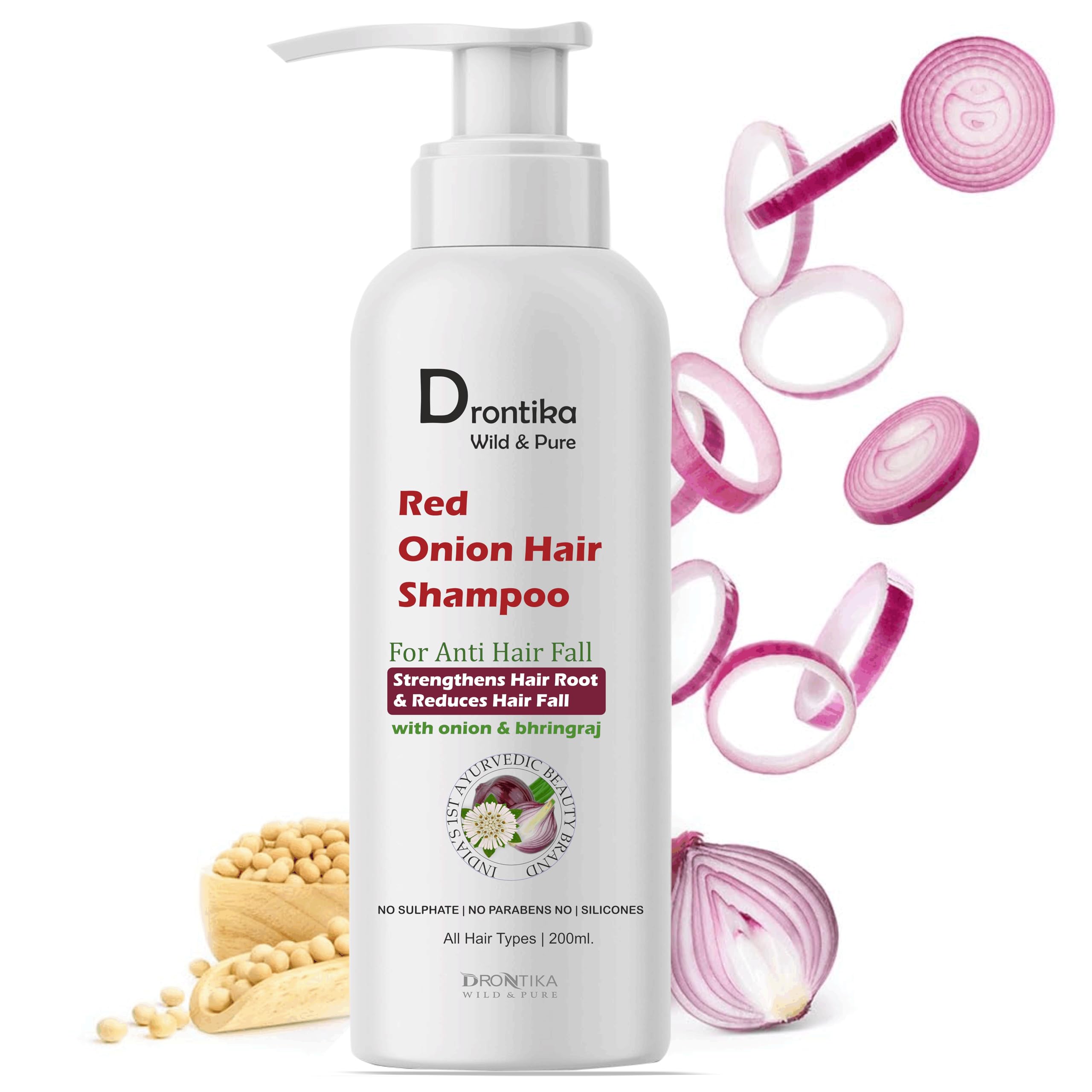 Red Onion Ayurvedic Shampoo – 100% Herbal Shampoo for Hair Growth, Hair Fall Control & Scalp Nourishment – Sulfate-Free, Paraben-Free – 200ml-image-33