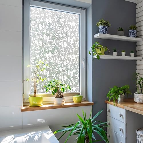 Miniatura 4 de ChicSkin Lámina de privacidad esmerilada de color blanco puro, calcomanías de vidrio adhesivas estáticas extraíbles para puerta de ventana de