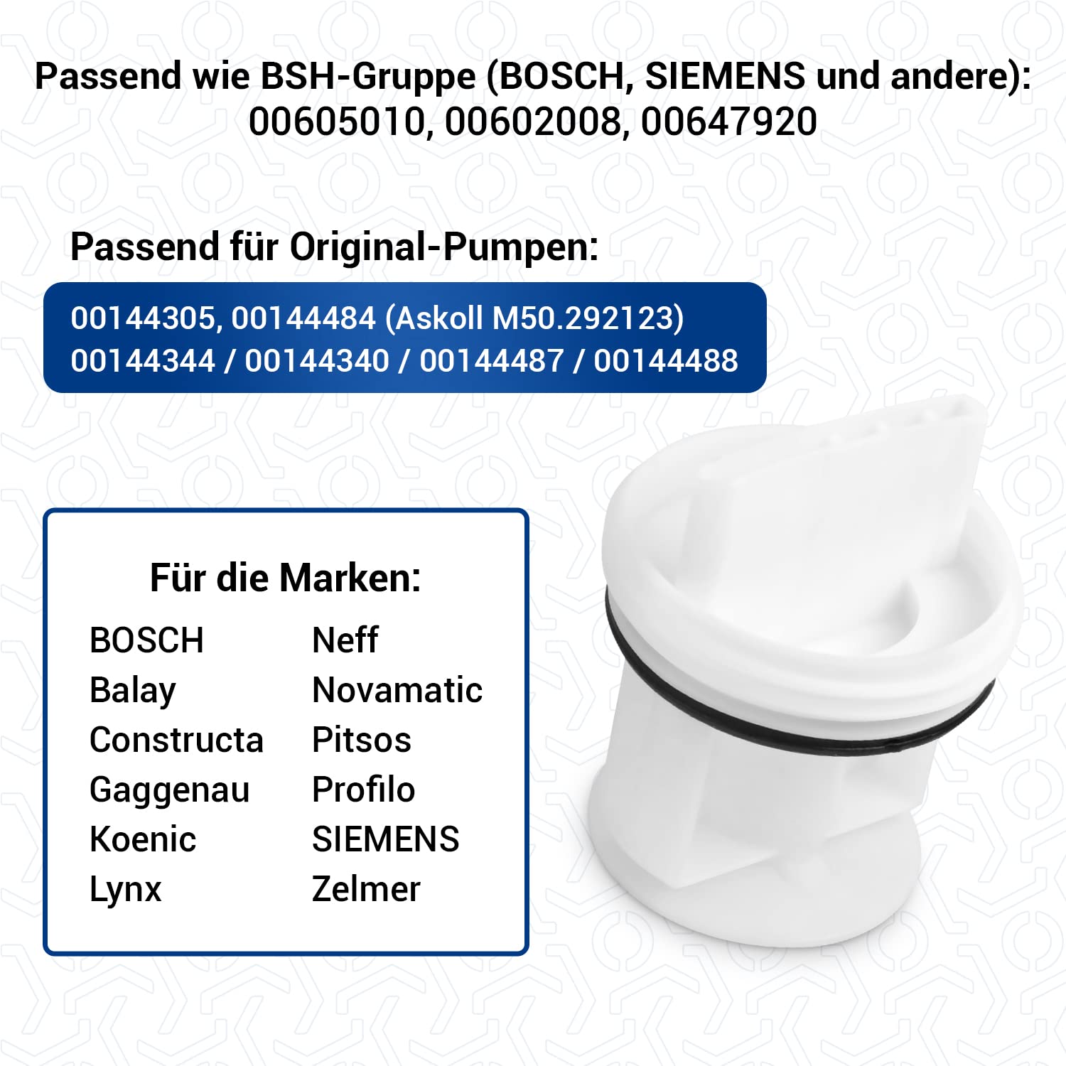 VIOKS Sitko do pralki Siеmens zamiennik do sitka do oczek Bosch 00647920 & 00605010 & 00602008 - sitko do suszarek Siеmens i sito Bosch do suszarek i sita do kłaczków Constructa
