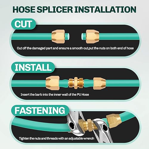 Miniatura 3 de Pronese Soild Brass HPT - Kit de reparación de empalmador de manguera reutilizable de latón para manguera de identificación de 38 pulgadas