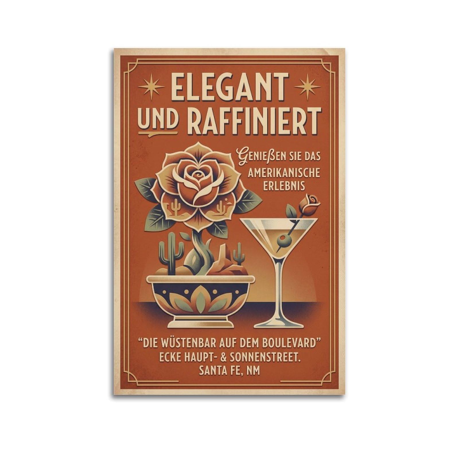 Xkuga Boys Unframe-Style Desert Rose Botanical Drink Cocktail Poster Mixology Guide Modern Decorative Canvas Prints - Ideal Wall Art For Family, Man Cave, Game Room, & Girls Bedroom 20X30inch(50X75cm)