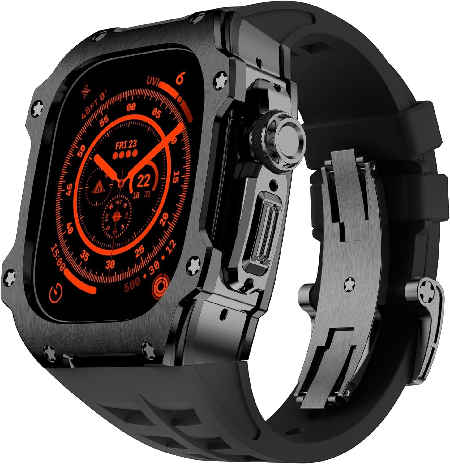 Kit modification Apple Watch Ultra 2 boîtier acier bracelet caoutchouc agate - 8
