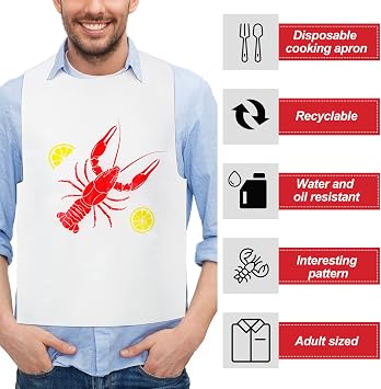 Hotop 50 Pack Plastic Disposable Bibs Seafood Boil Party Supplies Shrimp Crab Boil Accessories Shrimp Feasts Bibs(Crawfish)