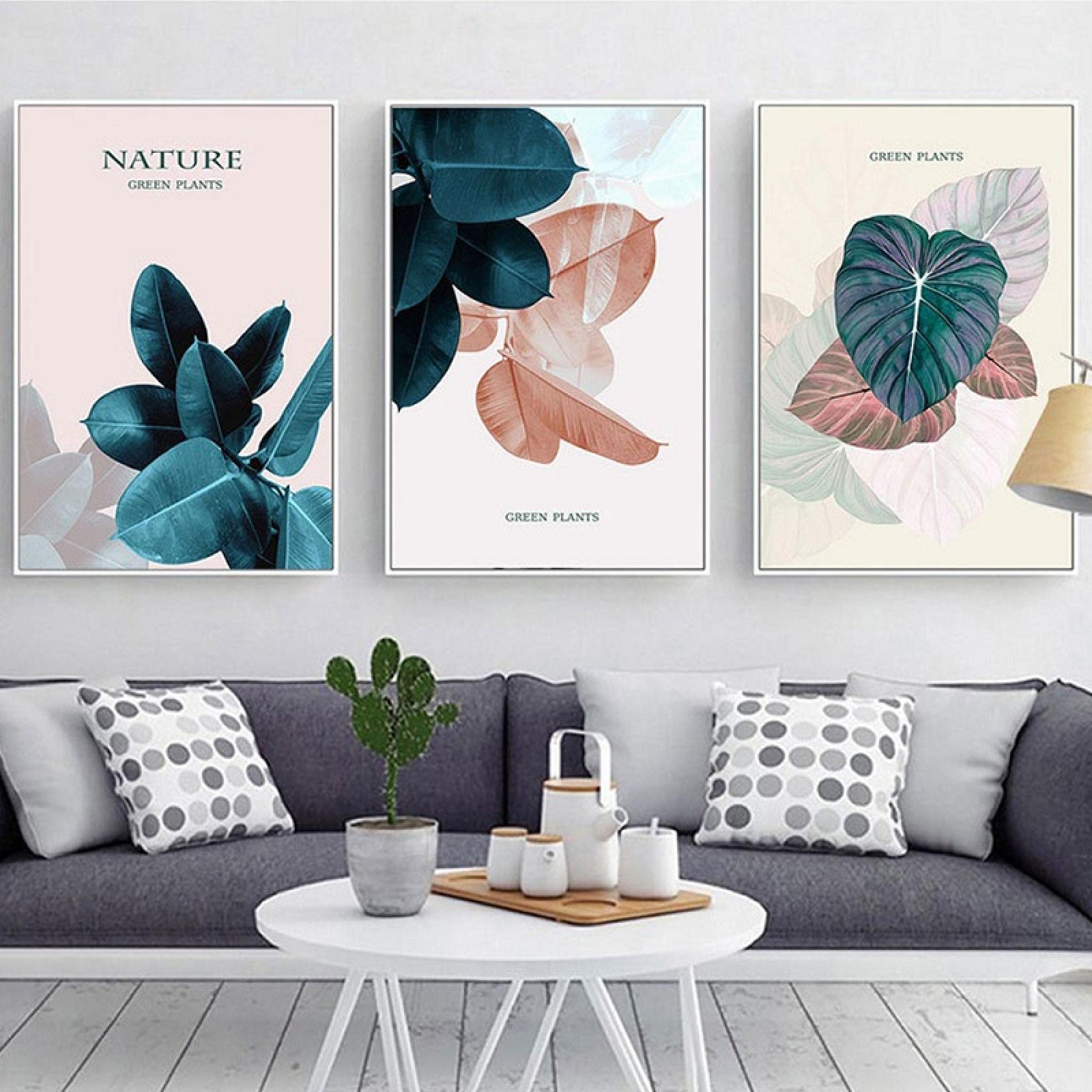 Peintures pour salon décor à la maison triptyque tropical contre murs vides