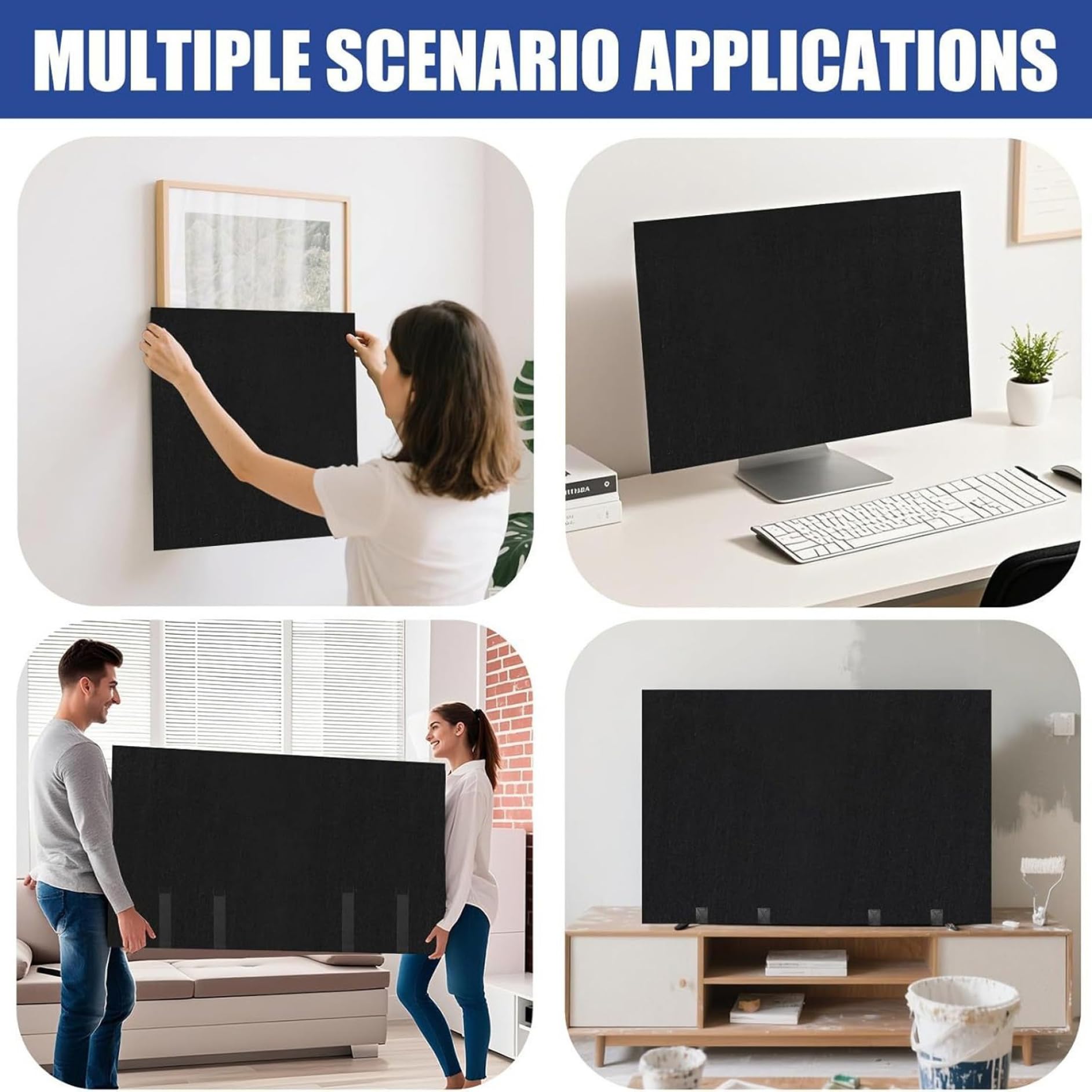 Boîte de déménagement TV 65 Pouces Housse de Protection complète pour déménagement avec Sangles réglables Protection Contre la poussière et Les Rayures en Feutre pour téléviseurs à écran Plat 60 à 6